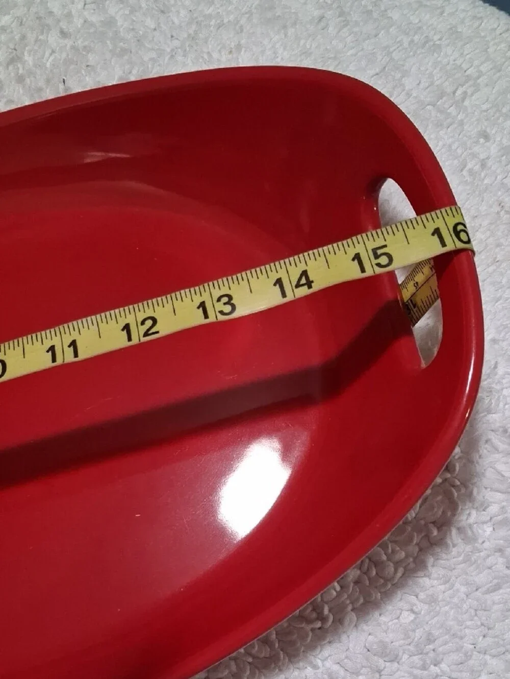 Rachael Ray Red Oval Serving Tray with Integrated Handles